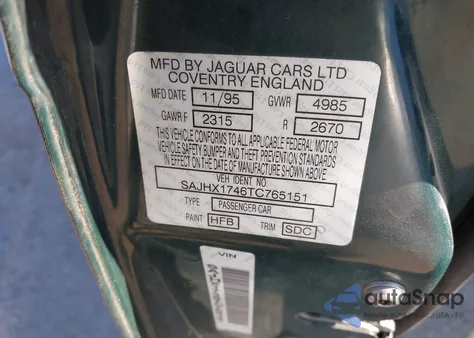 1996 Jaguar Xj6 from USA, damaged, VIN SAJHX1746TX765151